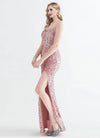 NZ Bridal Pink Gold Strapless Sweetheart Maxi Sequin Prom Dress 31155 Victoria d