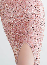 NZ Bridal Pink Gold Strapless Sweetheart Maxi Sequin Prom Dress 31155 Victoria detail1