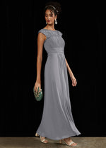 NZ Bridal Pleated Chiffon Lace Dolphin Grey bridesmaid dresses 09996ep Ryan d