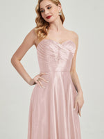 NZ Bridal Pleated Strapless Satin Blush bridesmaid dresses 587XC Lillie detail1