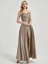 NZ Bridal Pleated Strapless Taupe Satin bridesmaid dresses 587XC Lillie a
