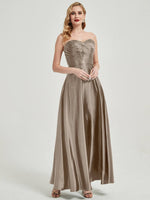 NZ Bridal Pleated Strapless Taupe Satin bridesmaid dresses 587XC Lillie a