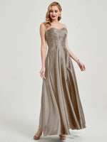 NZ Bridal Pleated Strapless Taupe Satin bridesmaid dresses 587XC Lillie c