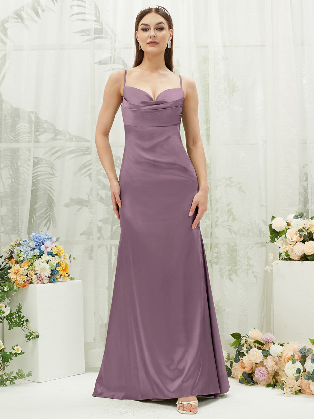 NZ Bridal Pleated Sweetheart Neck Satin Wisteria bridesmaid dresses CA221470 Rory a