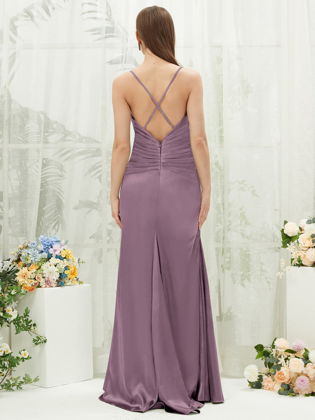 NZ Bridal Pleated Sweetheart Neck Satin Wisteria bridesmaid dresses CA221470 Rory a