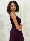 NZ Bridal Plum Tulle Maxi Flowy bridesmaid dresses R1029 Alma detail1