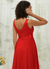 NZ Bridal Red Chiffon Lace Tea Length bridesmaid dresses 00207ep Evie detail1