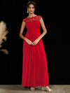 NZ Bridal Red Pleated Chiffon Lace Maxi bridesmaid dresses 09996ep Ryan a