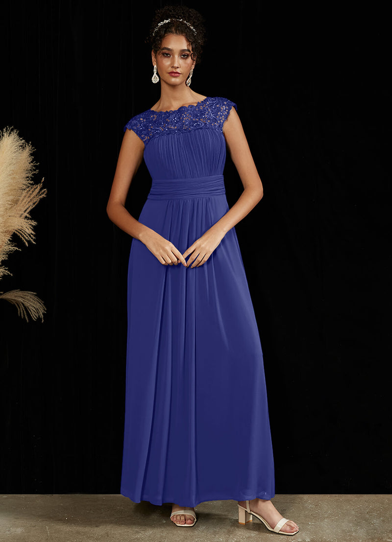 NZ Bridal Royal Blue Pleated Chiffon Lace Backless bridesmaid dresses 09996ep Ryan a