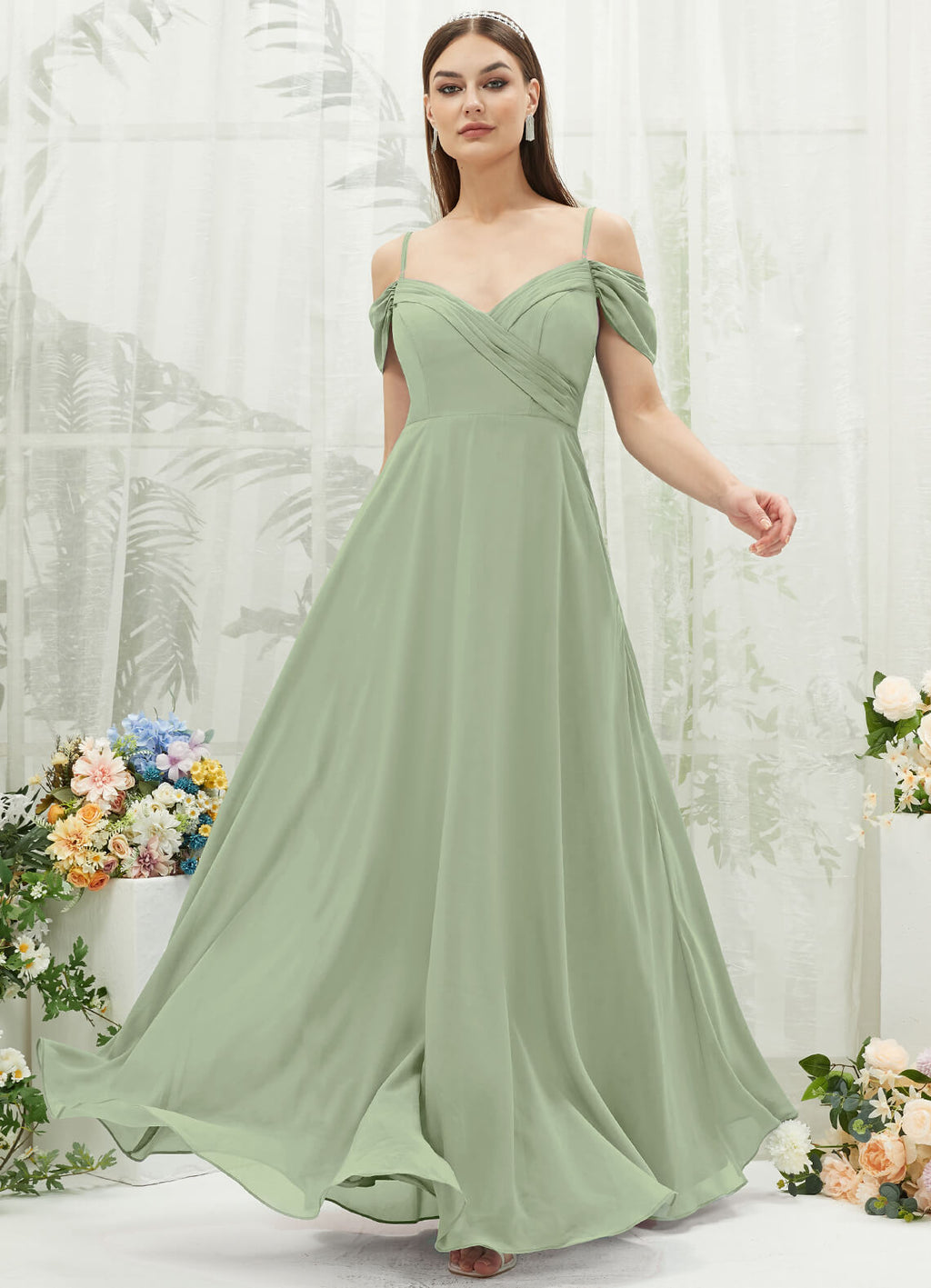 NZ Bridal Sage Green Convertible Chiffon Maxi Bridesmaid Dress BG30217 Spence a