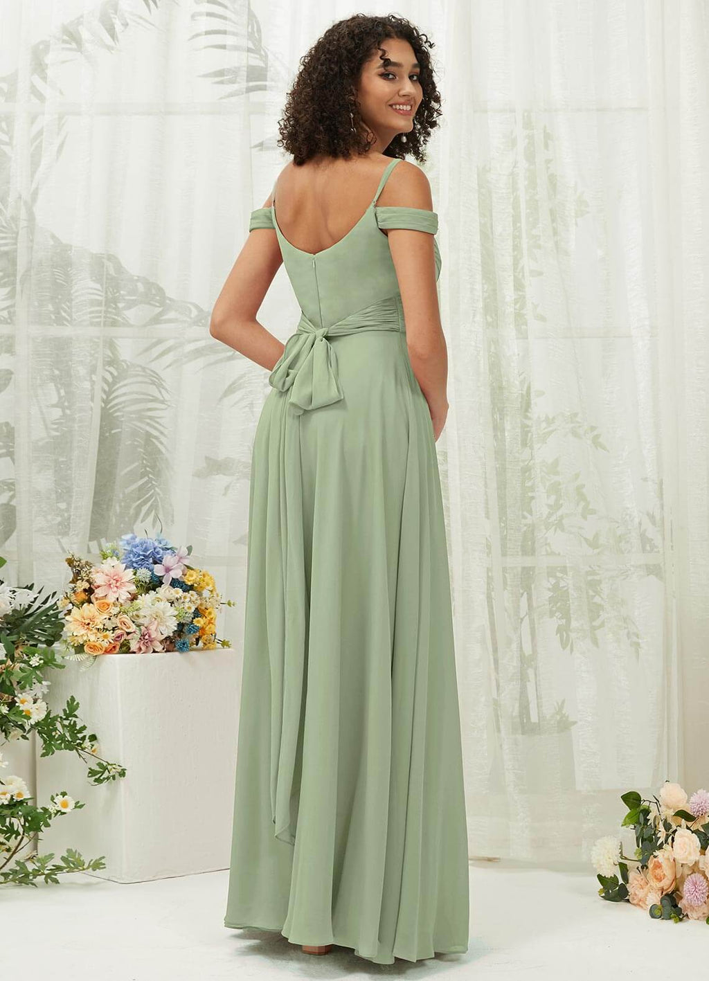 NZ Bridal Sage Green Convertible Sweetheart Chiffon A Line Maxi Bridesmaid Dress TC30219 Celia a