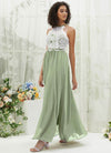NZ Bridal Sage Green Halter Neck Chiffon Maxi Bridesmaid Dress TC0426 Heidi d