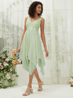 NZ Bridal Sage Green Midi Length Chiffon bridesmaid dresses 00207ep Evie c