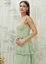 NZ Bridal Sage Green Sweetheart Chiffon Maxi Bridesmaid Dress With Pocket R3701 Sloane d