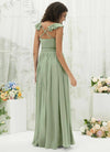 NZ Bridal Sage Green Wrap Chiffon Maxi Bridesmaid Dress R3702 Valerie b