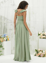NZ Bridal Sage Green Wrap Chiffon Maxi Bridesmaid Dress R3702 Valerie b