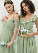 NZ Bridal Sage Green Wrap Chiffon Maxi Bridesmaid Dress R3702 Valerie g