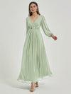 NZ Bridal Sage Long Sleeves Chiffon bridesmaid dresses 00461ep Liv a