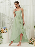 NZ Bridal Sage Sleeveless Chiffon High Low bridesmaid dresses 01691es Esme c