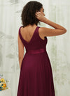 NZ Bridal Sangria V Neck Chiffon Lace bridesmaid dresses 00207ep Evie detail1
