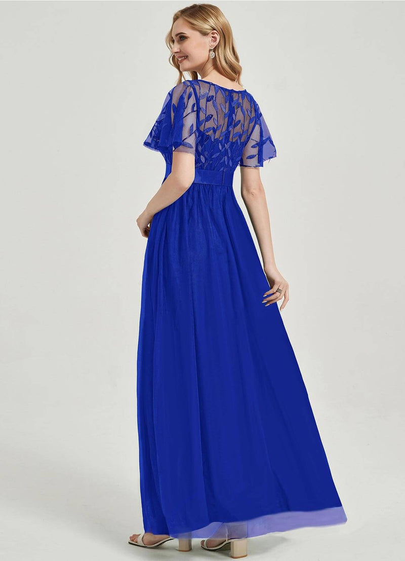 NZ Bridal Sapphire Blue Sequin Tulle A Line Prom Dress 00904EP Miyuki b