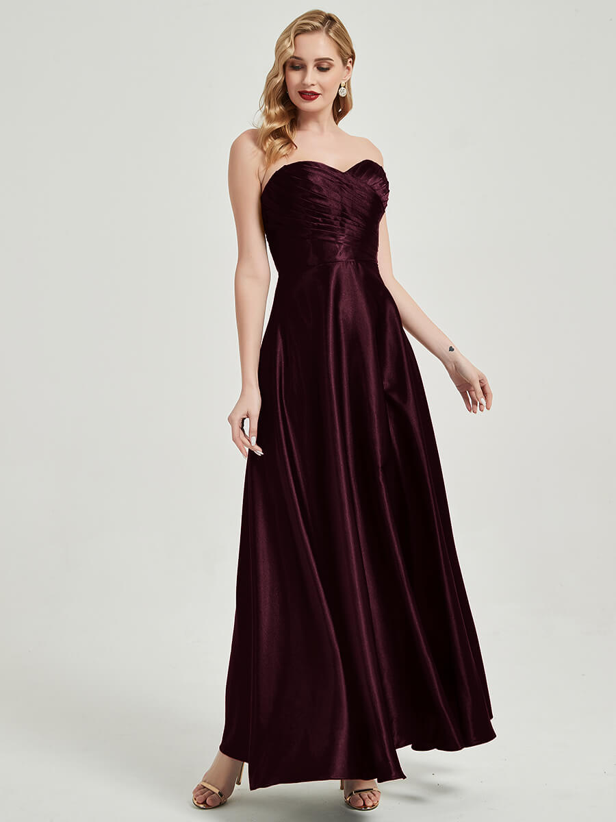 NZ Bridal Satin bridesmaid dresses 587XC Lillie Cabernet a