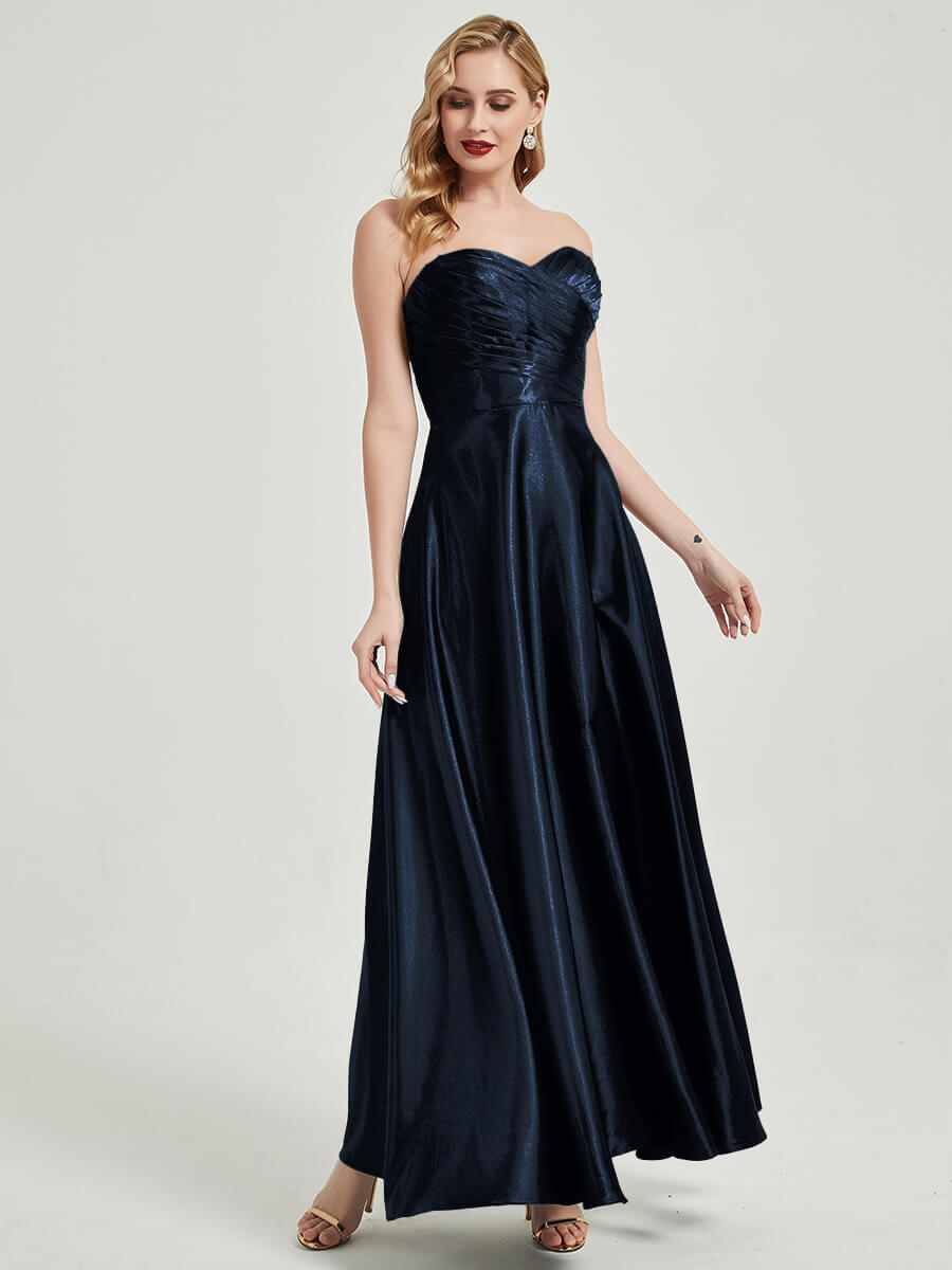 NZ Bridal Satin bridesmaid dresses 587XC Lillie Dark Navy a