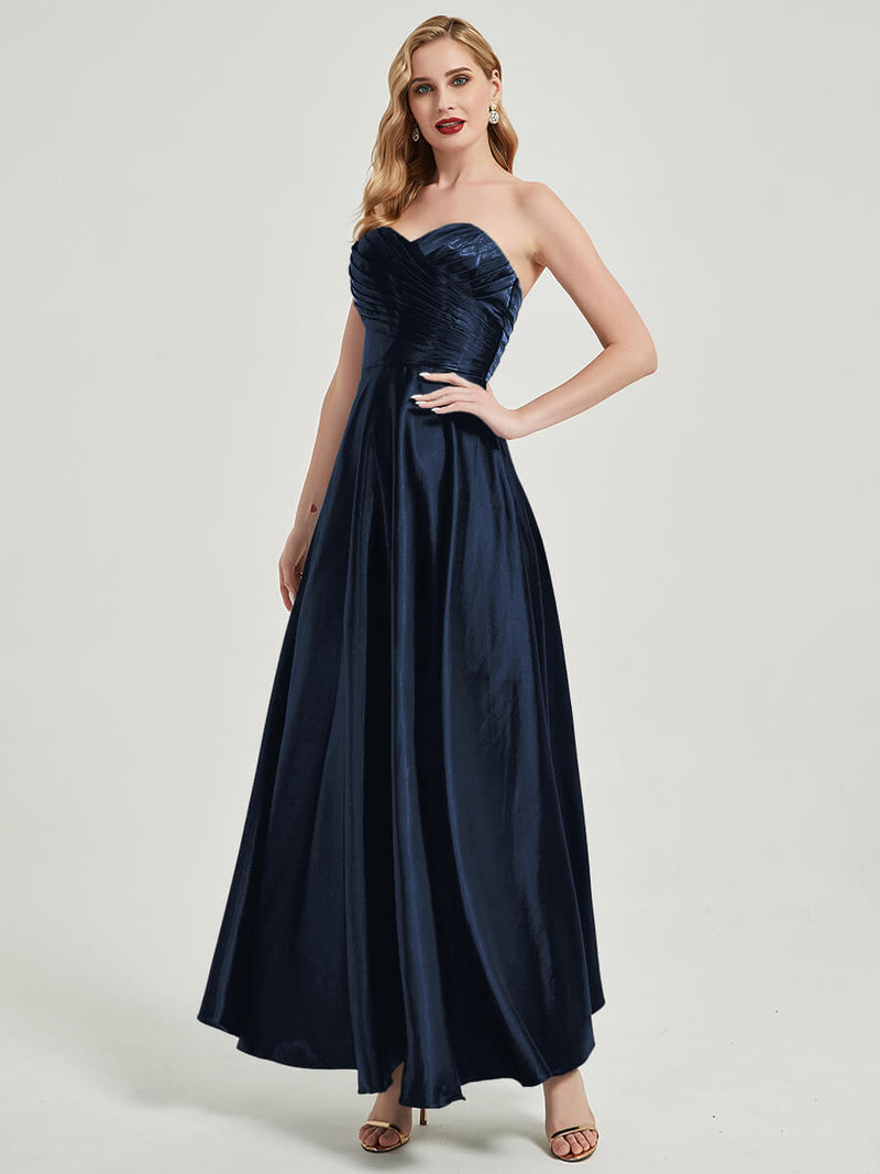 NZ Bridal Satin bridesmaid dresses 587XC Lillie Dark Navy d