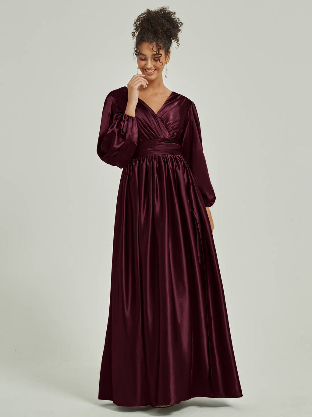 NZ Bridal Satin bridesmaid dresses AM31004 Josie Cabernet a