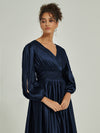 NZ Bridal Satin bridesmaid dresses AM31004 Josie Dark Navy detail1