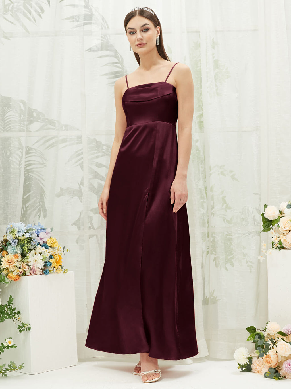 NZ Bridal Satin bridesmaid dresses BG30212 Mina Cabernet a