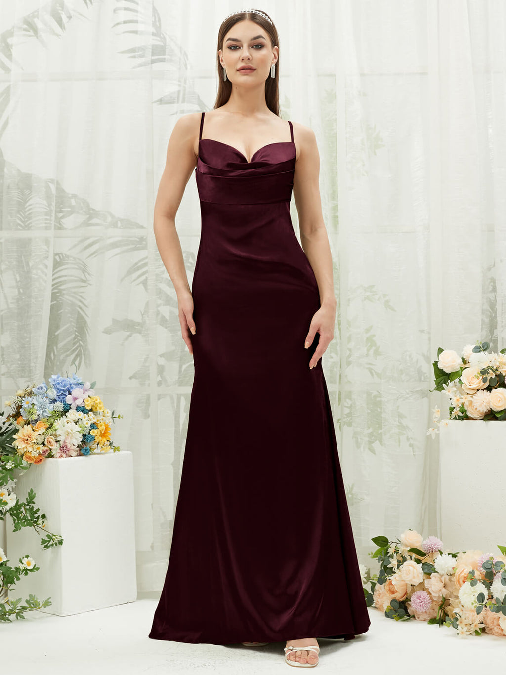 NZ Bridal Satin bridesmaid dresses CA221470 Rory Cabernet a