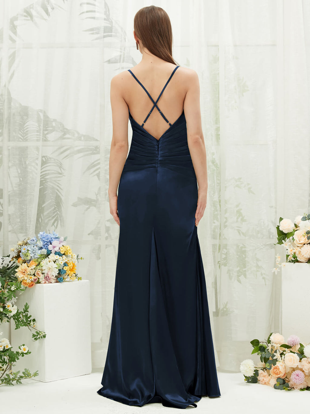 NZ Bridal Satin bridesmaid dresses CA221470 Rory Dark Navy a