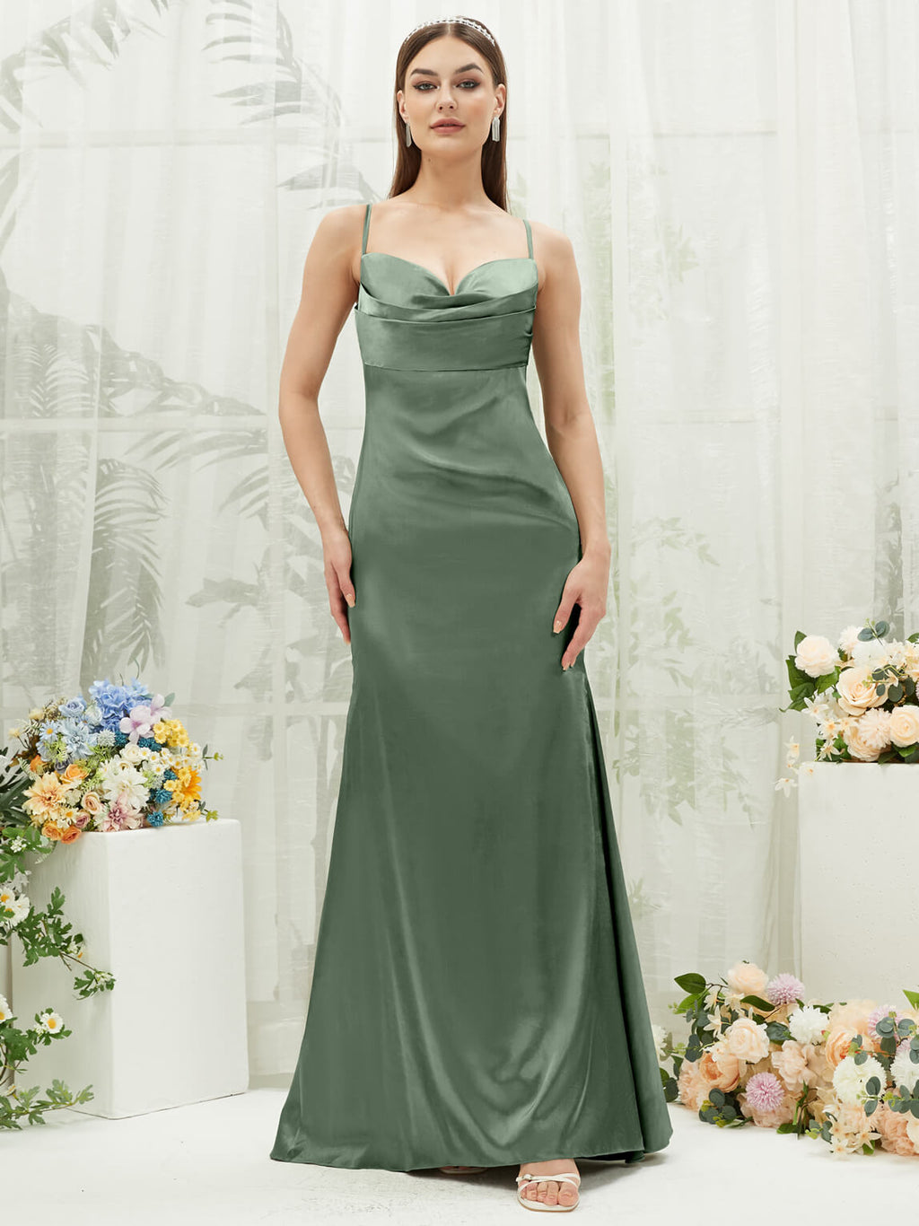 NZ Bridal Satin bridesmaid dresses CA221470 Rory Eucalyptus a