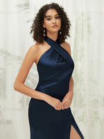 NZ Bridal Satin bridesmaid dresses R30517 Athena Dark Navy detail