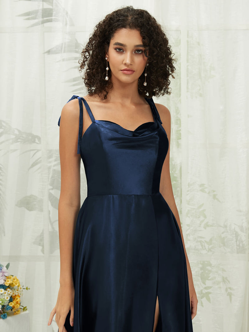 NZ Bridal Satin bridesmaid dresses XC30113 Juliet Dark Navy detail1