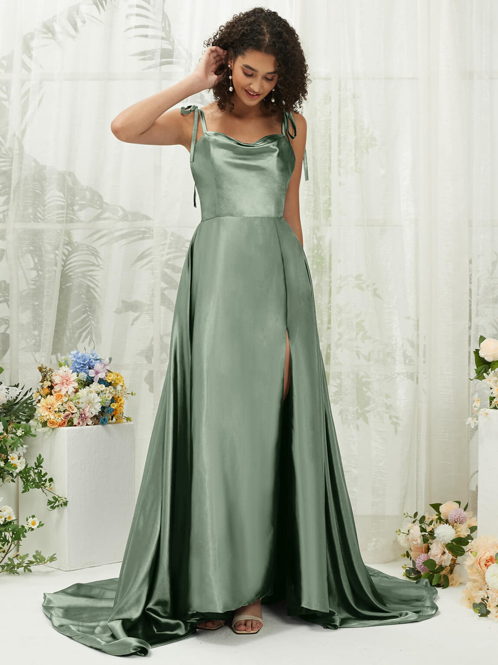 NZ Bridal Satin bridesmaid dresses XC30113 Juliet Eucalyptus a