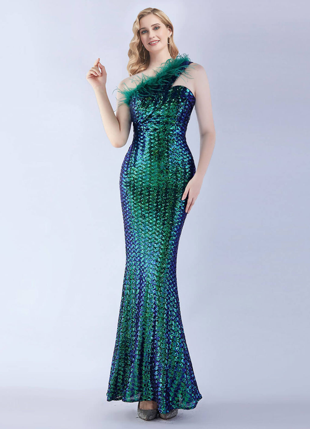 NZ Bridal Sequin Emerald Green One Shoulder Maxi Prom Dress 31359 Ruby a