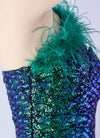 NZ Bridal Sequin Emerald Green One Shoulder Maxi Prom Dress 31359 Ruby detail3