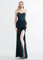 NZ Bridal Sequin Emerald Green Strapless Prom Dress 31155 Victoria a
