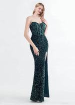 NZ Bridal Sequin Emerald Green Strapless Prom Dress 31155 Victoria c