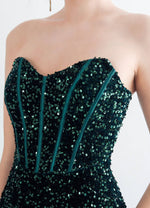 NZ Bridal Sequin Emerald Green Strapless Prom Dress 31155 Victoria detail2
