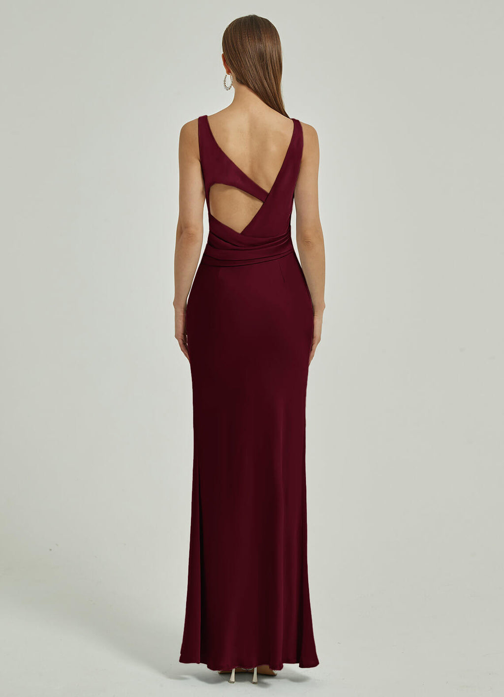 NZ Bridal Sheath Maxi Satin bridesmaid dresses EB30521 Ruth Burgundy a