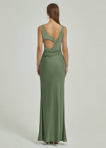 NZ Bridal Sheath Maxi Satin bridesmaid dresses EB30521 Ruth Olive Green b