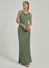 NZ Bridal Sheath Maxi Satin bridesmaid dresses EB30521 Ruth Olive Green c