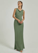 NZ Bridal Sheath Maxi Satin bridesmaid dresses EB30521 Ruth Olive Green c