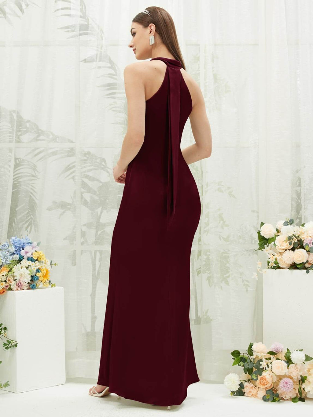 NZ Bridal Sheath Satin bridesmaid dresses EB30520 Emerson Burgundy a