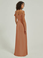 NZ Bridal Sheath Slit Satin bridesmaid dresses R1102 Cora Bronzer b