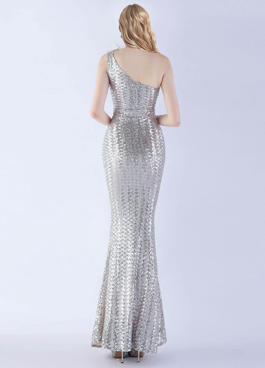 NZ Bridal Silver Feather Mermaid Maxi Sequin Prom Dress 31359 Ruby a