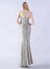 NZ Bridal Silver Feather Slit Mermaid Maxi Sequin Prom Dress 31365 Sadie b